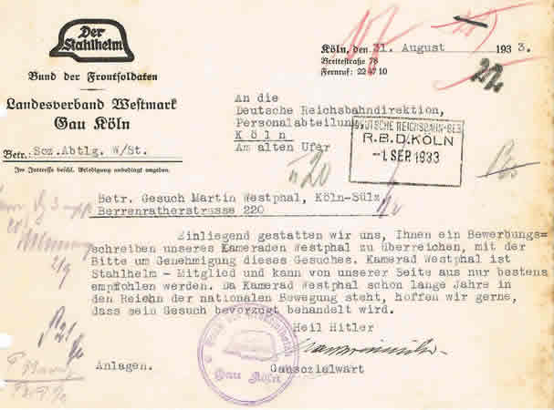 Document Stahlhelmbund Gau Köln 1933