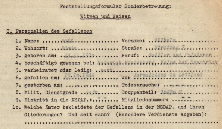NSKOV documents soldier Grenadier-Regiment 422 KIA 1944 Latvia - Image 2