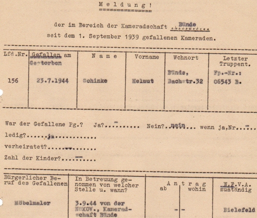 NSKOV document soldier Artillery died 1944 Leningrad - Image 2