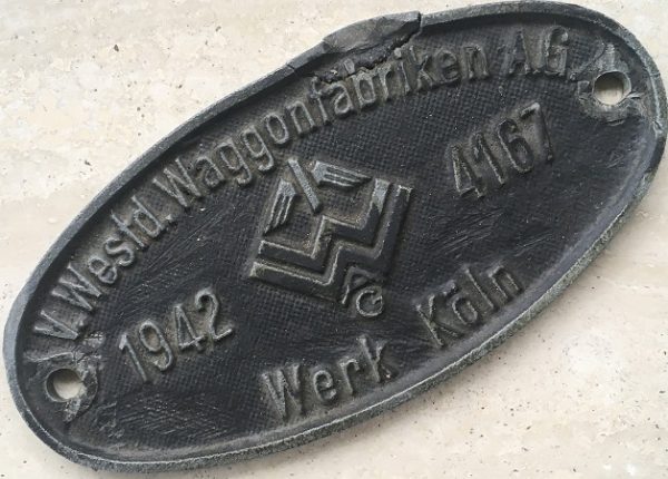 Train waggon ID plaque name plate 1942 Köln