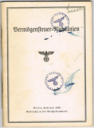 Reichs Finanz Ministerium manual property tax regulations 1940