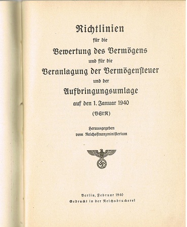 Reichs Finanz Ministerium manual property tax regulations 1940 - Image 2