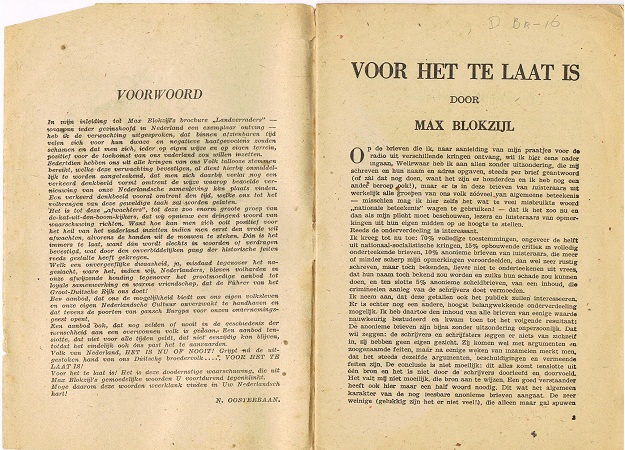 Voor het te laat is. Max Blokzijl Dutch NS propaganda booklet #2 - Image 2