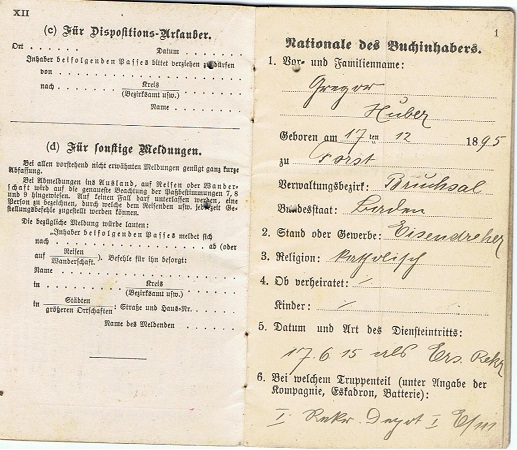 WW1 military pass 1915 Musketier Champagne Somme France - Image 2