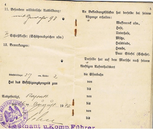 WW1 military pass 1915 Musketier Champagne Somme France - Image 4
