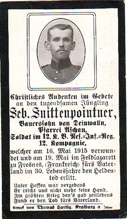 Obituary card soldier Infantry KIA 1915 Fresnes France