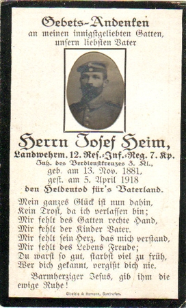 Obituary card 12.Res.-Infanterie-Regiment France Dourges 1918