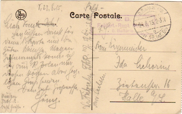 Fieldpost card 58.Infanterie-Division 1915 Feldart.-Rgt.115 - Image 2