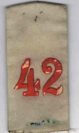 Shoulder board regimental number 42 red on white