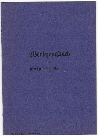 Werkzeugbuch equipment registration book technical units 1943