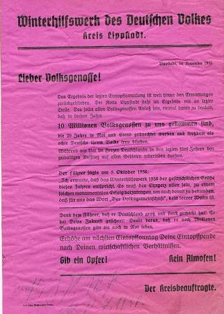 Winter help poster 1938 Kreis Lippstadt