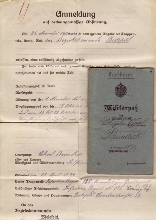 Militärpass Musketier Pferdelazarett 1916-1918