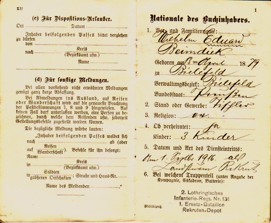 Militärpass Musketier Pferdelazarett 1916-1918 - Image 3
