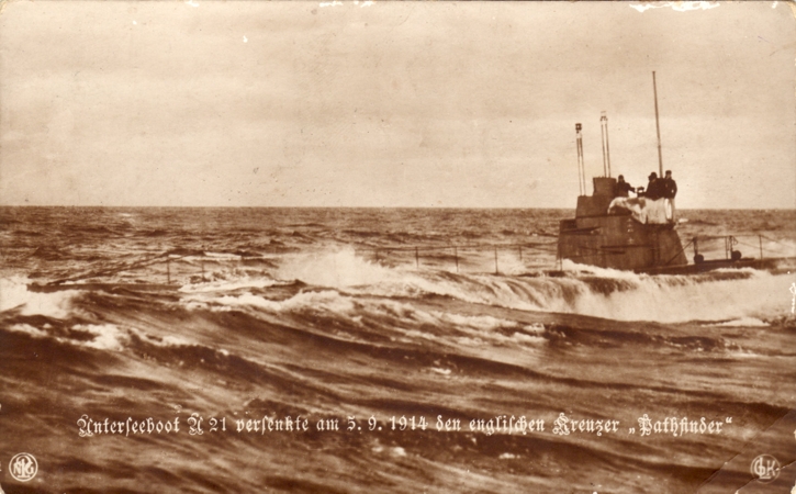 Photo postcard submarine / U-Boot U21 1914