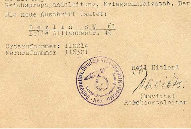 NSDAP letter Reichspropaganda-Leitung Hauptamt München 1944 - Image 3