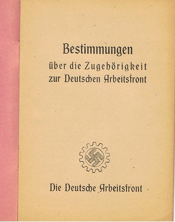 DAF Deutsche Arbeits Front regulations booklet 1938 - Image 2