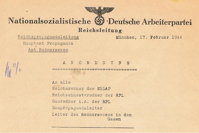 NSDAP letter Reichsleitung Propaganda München 1944 - Image 2