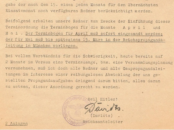 NSDAP letter Reichsleitung Propaganda München 1944 - Image 4