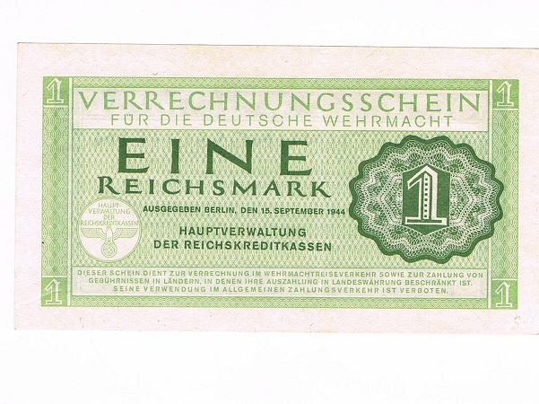 Wehrmacht Verrechnungs Schein 1 Reichsmark 1944 bank note