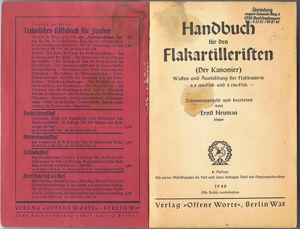 FLAK gunner manual Handbuch für den Flakartilleristen 1940 - Image 2