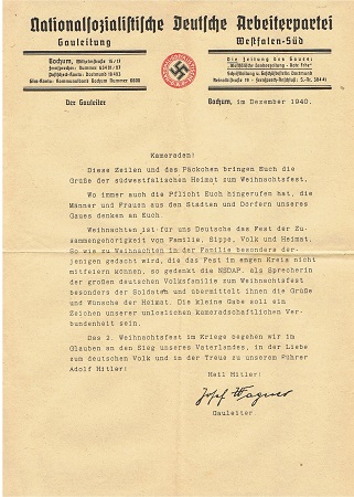 NSDAP Gauleiter Westfalen-Süd Bochum 1940 Christmas - Image 3