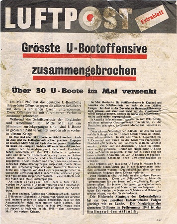 G42 Luftpost Grösste U-Bootoffensive leaflet 1943 Din A4