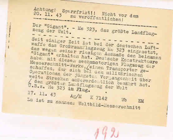 Press photo Messerschmitt Me323 Gigant 1943 #3 - Image 3