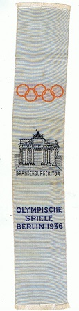 Silk embroidered ribbon olympic games Berlin 1936
