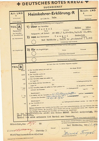 Red cross enquiry Artillery 5.SS-Division Wiking 1945 Steiermark