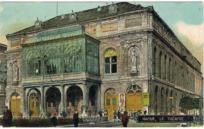Fieldpost card Le Theatre Namur Eisenbahn-Hilfs-Bataillon