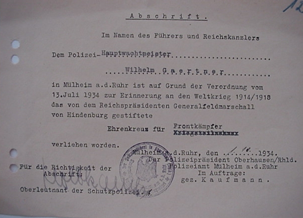 Two documents WW1 combatant German Police POW - Image 2