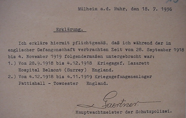 Two documents WW1 combatant German Police POW - Image 3