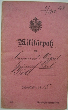 Militärpass Gunner Field Artillery Eastern Front