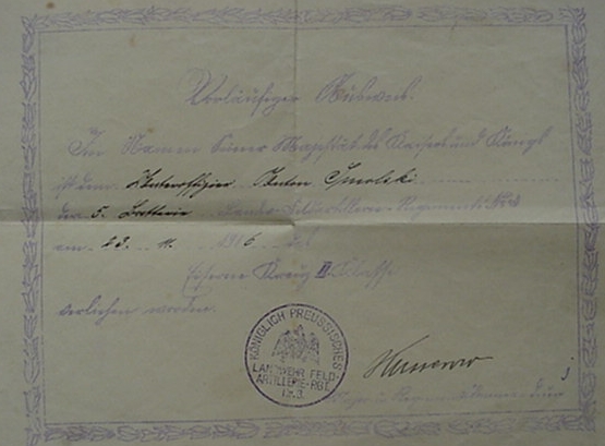 Militärpass award documents NCO Artillery 1914-18 - Image 2