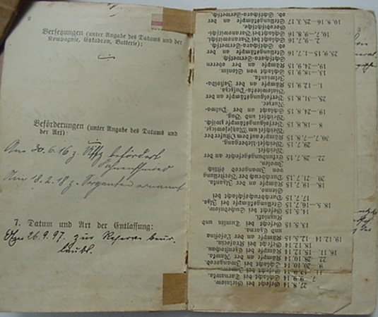 Militärpass award documents NCO Artillery 1914-18 - Image 5