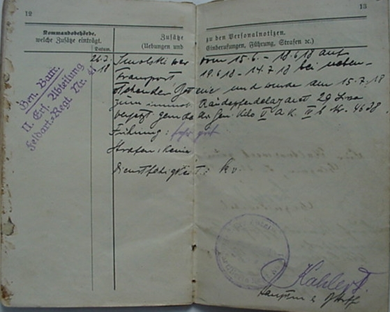 Militärpass award documents NCO Artillery 1914-18 - Image 7