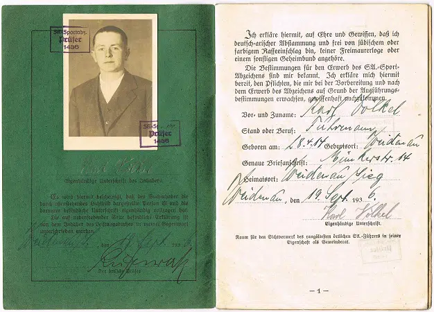 SA Leistungsbuch 1936 NCO KIA France 1940 - Image 2