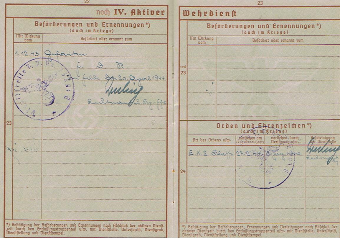Wehrpass Gefreiter Jäger-Regiment 8.Jäger-Division KIA 1944 Latvia Walk EK2 - Image 9