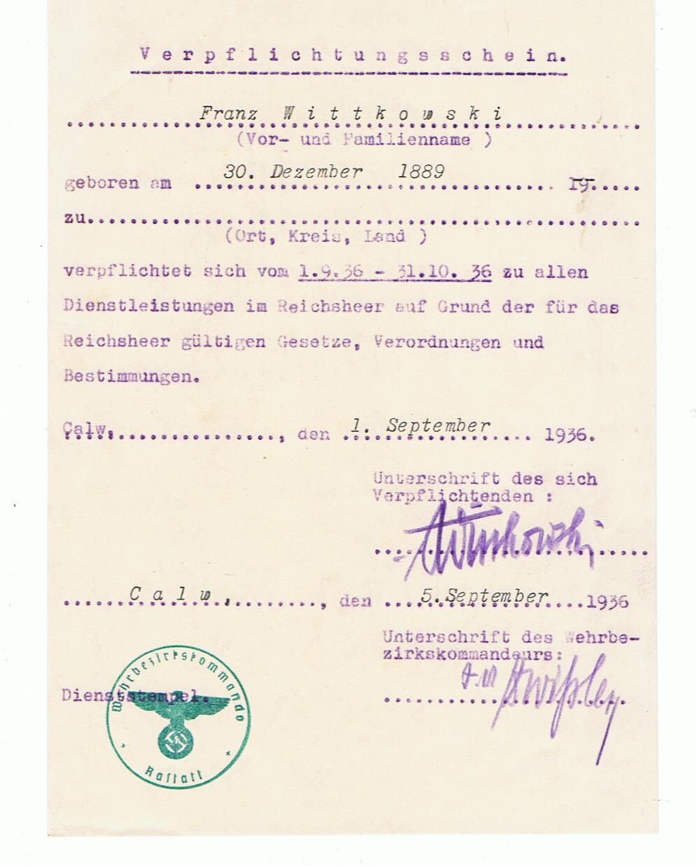 Lot documents Oberstleutnant commander Wehrmeldeamt Aalen 1936-1947 - Image 4