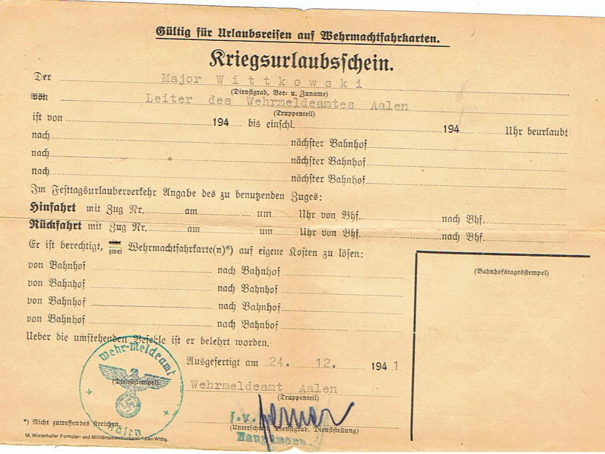Lot documents Oberstleutnant commander Wehrmeldeamt Aalen 1936-1947 - Image 5