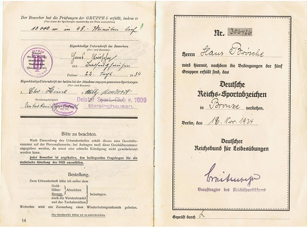 DRL Sports badge booklet SA Sturmbann Hannover 1934 - Image 5