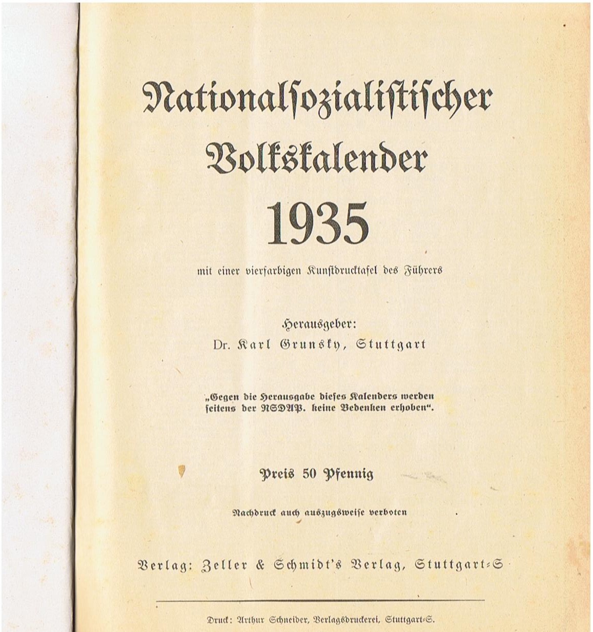NSDAP Volks-Kalender 1935 - Image 3