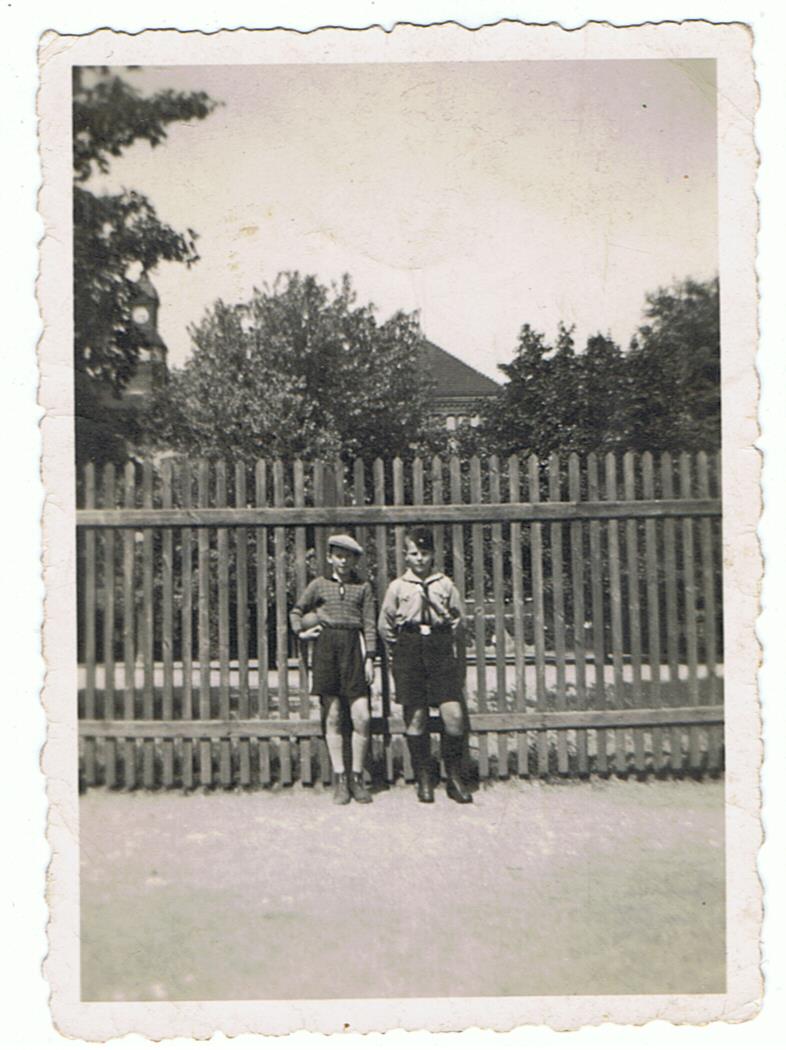 HJ boy in front of school 1933 Wilhelm-Ernstschule