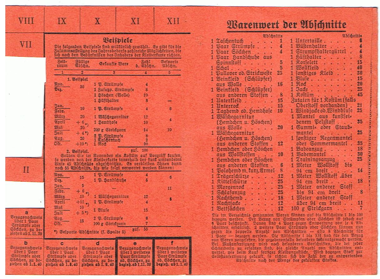 Clothing ration card Reichskleiderkarte Bayreuth 1940 - Image 2
