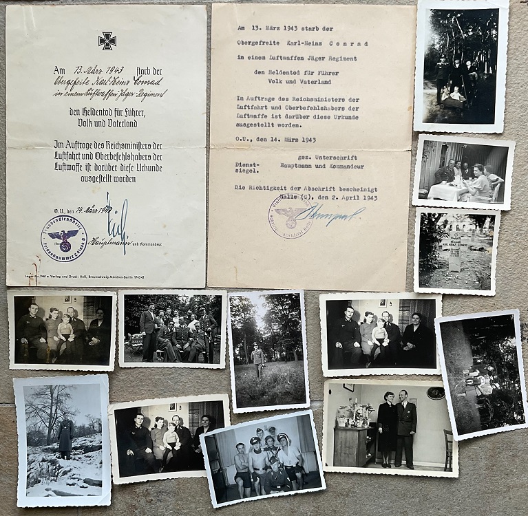 Documents and photos Obergefreiter Luftwaffe Jäger-Regiment 17 KIA 1943 Fumusi