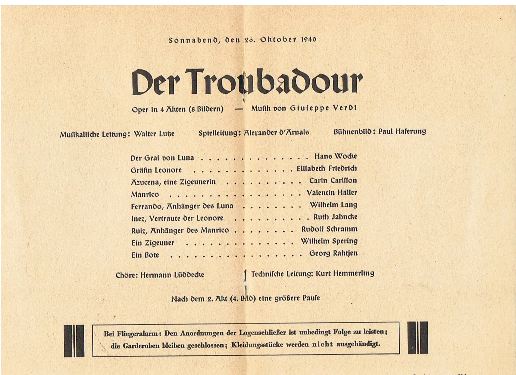 Deutsches Opernhaus Berlin opera program booklet Verdi 1940 - Image 5