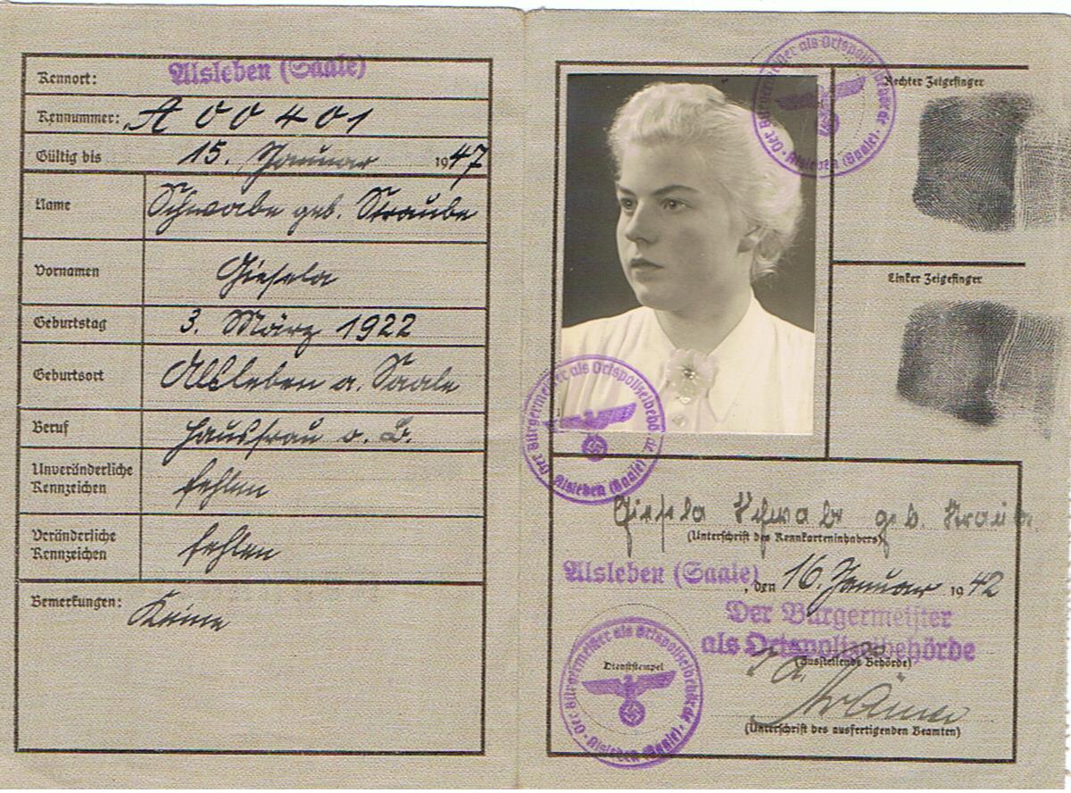 Third Reich ID card Kennkarte woman Alsleben 1942 - Image 2