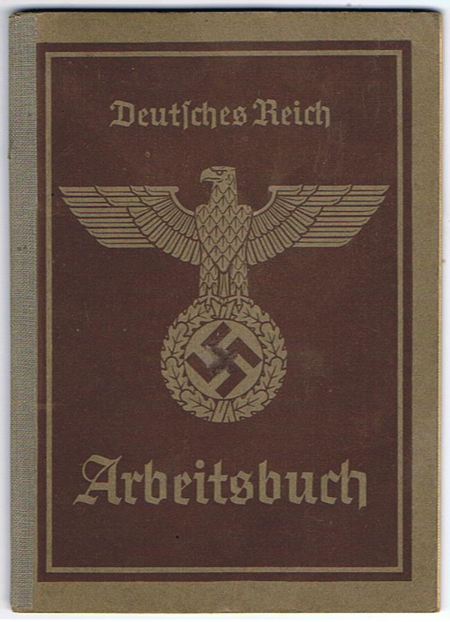 Third Reich labor pass wood worker boy Walpenreuth Hof 1943