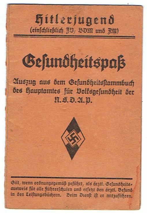 HJ BDM Gesundheitspass medical pass Mülheim 1937