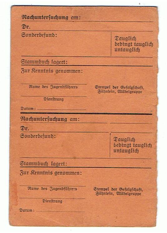 HJ BDM Gesundheitspass medical pass Mülheim 1937 - Image 3